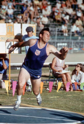 Olympic Trials, Jay Silvester in action, discus at Hayward F - 1972 Old Photo