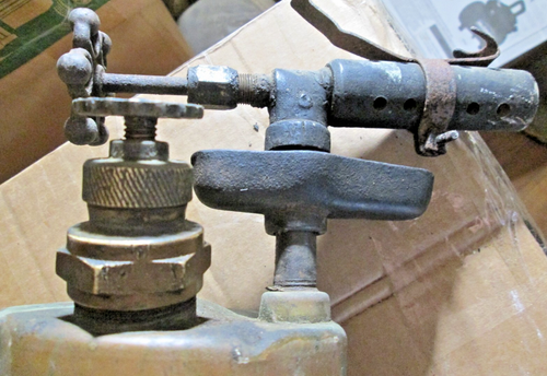 VINTAGE/ANTIKE OTTO BERNZ CO. "IMMER ZUVERLÄSSIG" MESSING BENZIN LÖTLAMPE, GEBRAUCHT - Bild 4 von 10