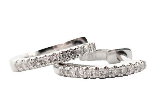 Aretes Huggies De Oro Blanco 14K Con Diamantes 11302DWE4WXA1M - Foto 4