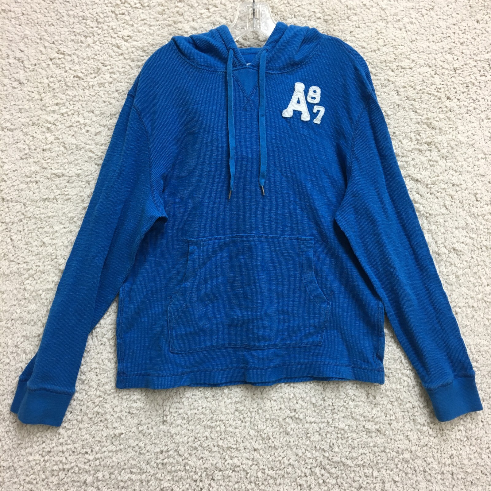 Aeropostale Sweater Large Adult Blue Hoodie Spellout Logo Knit Pullover Womens