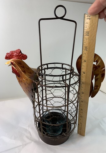 Metal & Wire Rooster Chicken Votive Candle Holder Farm Decor Rustic Primitive - Picture 12 of 13