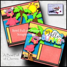 HELLO SUMMER 2 premade scrapbook pages paper piecing printed layout CHERRY 0002