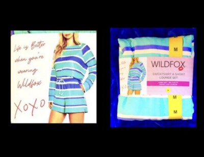 WILDFOX Sweatshirt & Short SET LOUNGE WEAR /PAJAMAS Super Soft SIZE M (10-12)