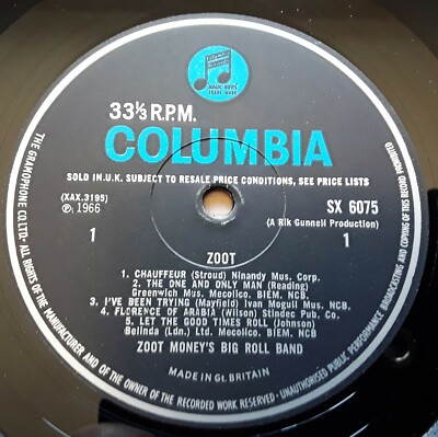 ZOOT MONEY'S BIG ROLL BAND Zoot! (COLUMBIA SX 6075 - UK 1966