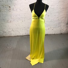 Alice + Olivia Dress Womens 8 Yellow Dakota Bias Slip Gown Maxi Casual sdsa