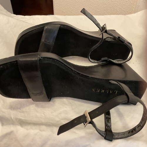 Ralph Lauren womans Black Leather Slingback Sandals sz 9 - Picture 2 of 5