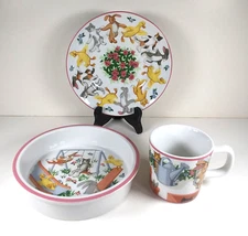 Tiffany Playground 3-Piece China Set Bowl Cup & Plate for Baby Toddler or Child