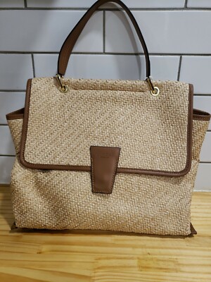 Unica FIRENZE Italy leather Straw  Genuine Leather Bag Purse NWT