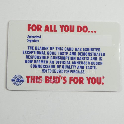 Bud Card Budweiser 2001 Plastic Credit Card Beer Fan Anheuser Busch - Picture 3 of 3