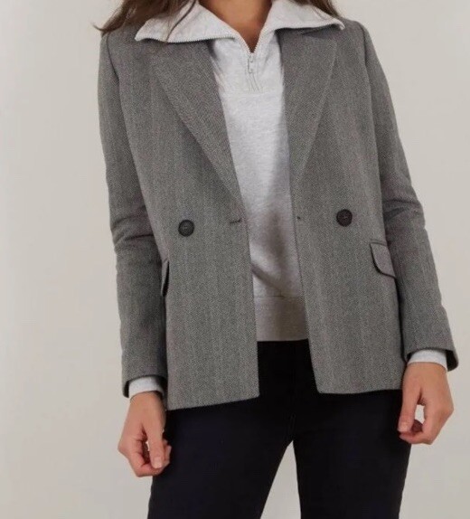 Anine Bing Grey Fish bone Blazer, Size S image 4