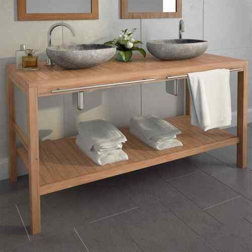 Piano Tavolo Quadrato 50x50x2,5 Cm In Legno Massello Di Teak Naturale – Per Interni Ed Esterni