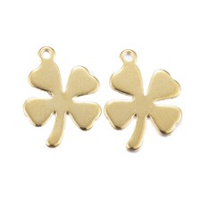 10x Cute Clover Golden 304 Stainless Steel Charms Jewelry Making 13.5x10x0.8mm