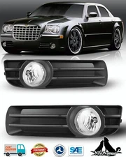 Fog Lights For 2005-2010 Chrysler 300 Driving Bumper Lamps w/Bezel+Wiring Kits