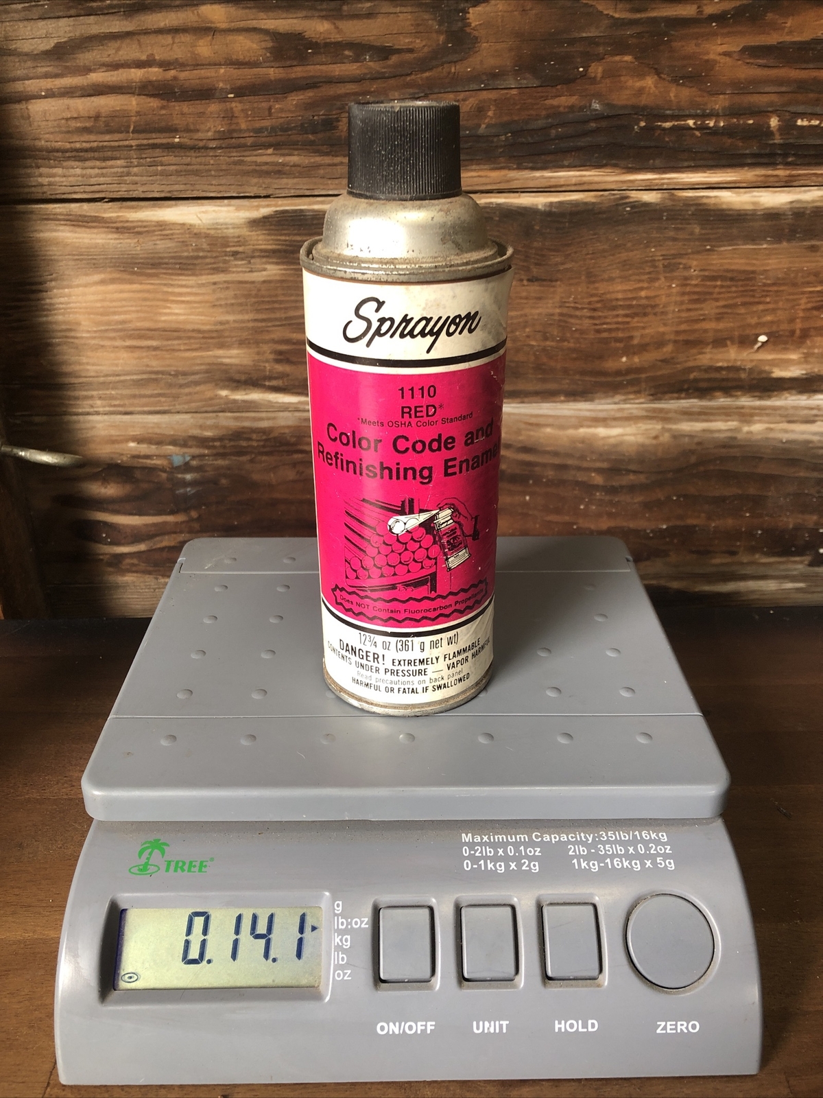 Vintage Sprayon Paper Label Spray Paint Can Red Aluminum Enamel