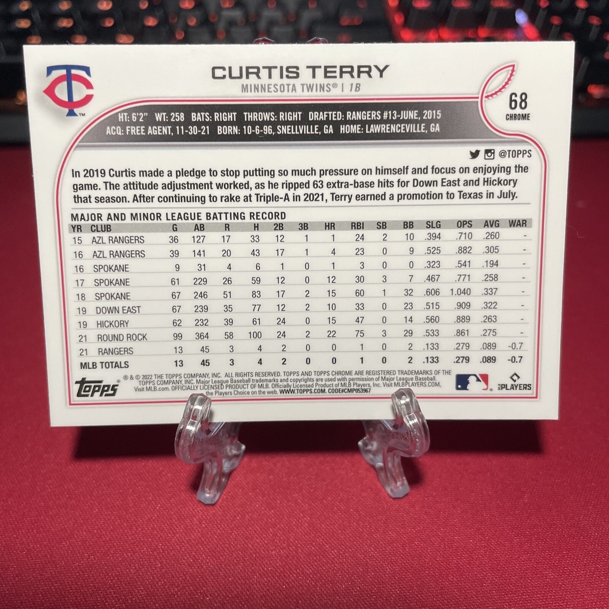 2022 Topps Chrome Curtis Terry Rookie X-Fractor Parallel Card #68