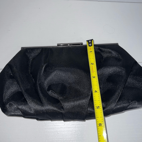 Lulu Townsend Vintage Satin Evening Bag Clutch Chain Strap Black Prom Party - Picture 3 of 8
