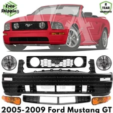 Front Bumper Paintable & Grille Set Kit For 2005-2009 Ford Mustang GT