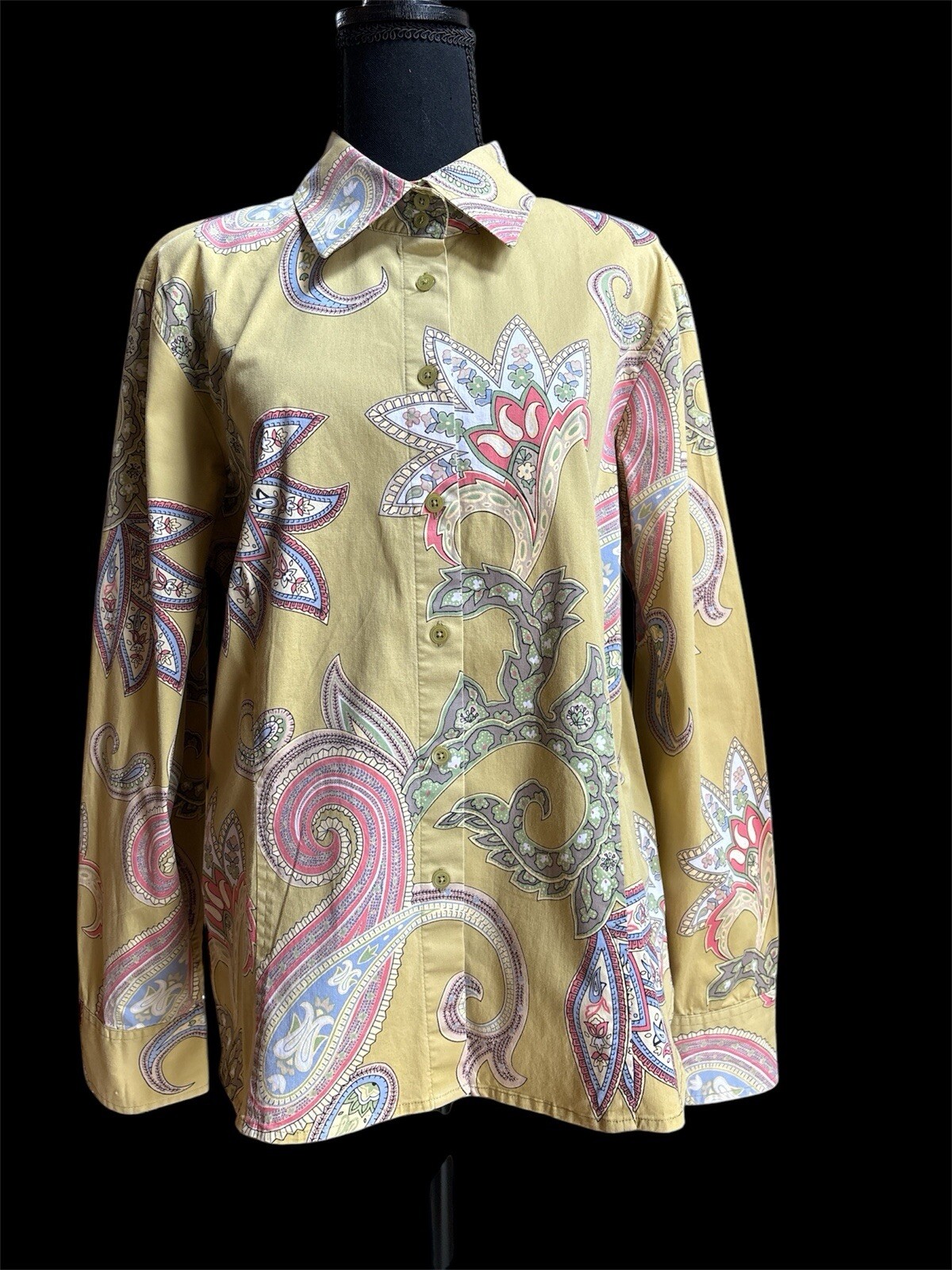 Talbots Stretch Button Down Women’s XL Fitted Large Paisley EUC