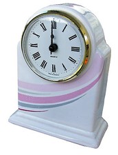 461814 Artline Keramik Kaminuhr pink-grau modern deutsches Quarz Einsteckwerk 