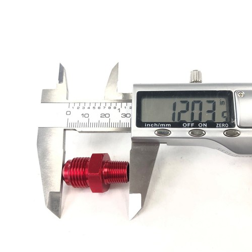 Aluminum Fitting Adapter 6AN Male end to 1/8NPT Male end Flare Straight Red - Picture 3 of 8