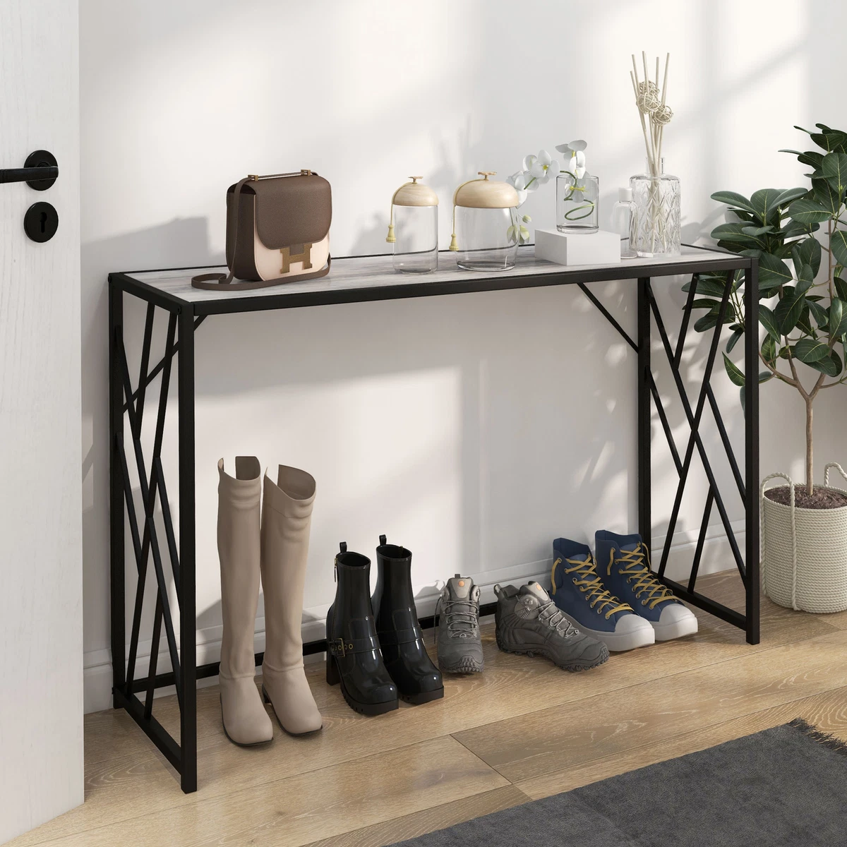 Industrial iron 2024 console table