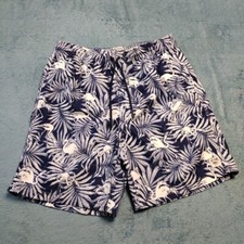 Spicy Tuna Swim Trunks Shorts 7" Inseam Flamingo Print Lined Blue Men's Size L