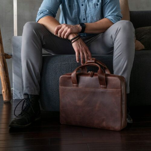 Personalisierte Leder Reise 16" Laptoptasche - Aktentasche Umhängetasche Portfolio - Bild 4 von 26