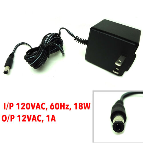 AC Adapter Power Supply 12 VAC-1Amp I/P 120VAC-60Hz, 18W, Output  12VAC-1A - Afbeelding 1 van 1