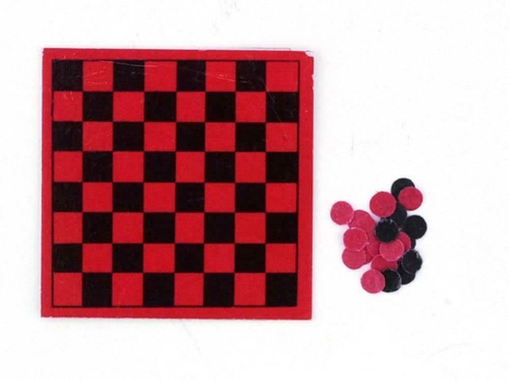 Houses Dollhouse Miniature Checkers Game Plastic Black 1in