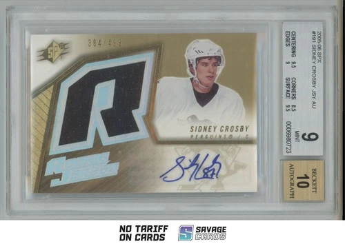 2005-06 SPx Rookie Jersey Auto 10 Sidney Crosby BGS 9 /499 #191 Pittsburgh