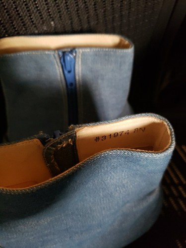Ros Hommerson Vintage blau Denim Stiefel Größe 8 Western silberne Schnalle Cowgirl Rodeo - Bild 7 von 7