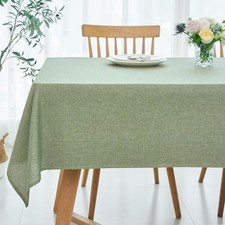 Rectangle Linen Textured Tablecloth Waterproof Spillproof Wrinkle Washable