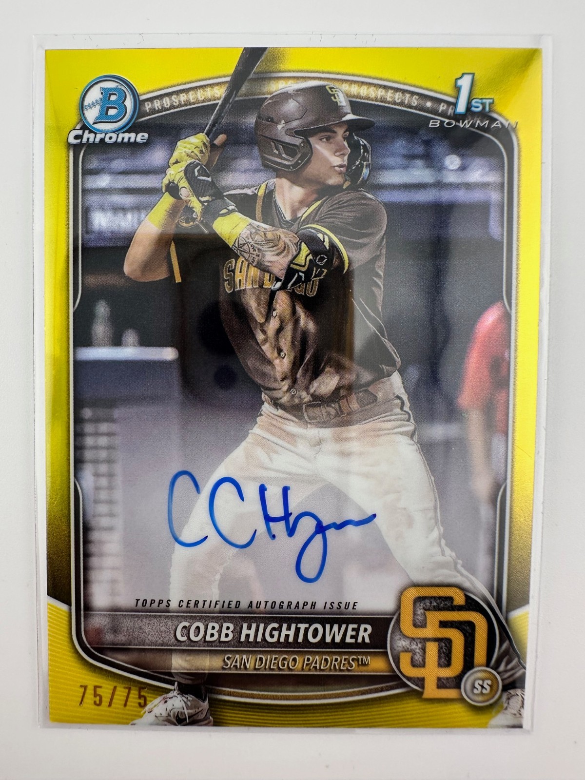 2025 Bowman - Chrome Prospects Cobb Hightower #BCP-104 Yellow Refractor /75 (RC)