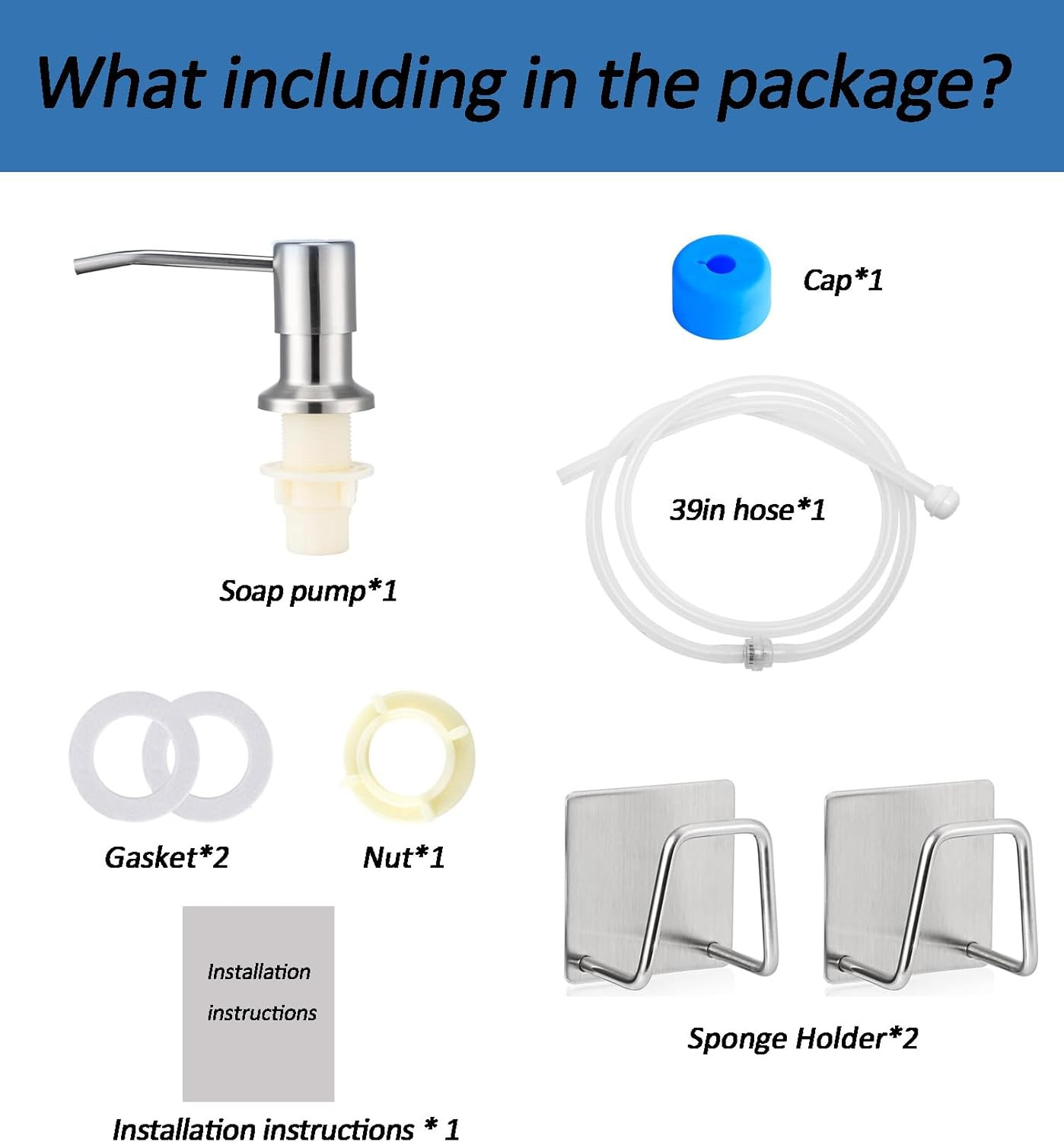 Sink Soap Dispenser Pump with 2 Sponge Holders,  Soap Dispenser for Kitchen Sink