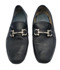 Salvatore Ferragamo Mens Gancini Leather Drivers/Loafers Shoes Black Size 7.5 EE