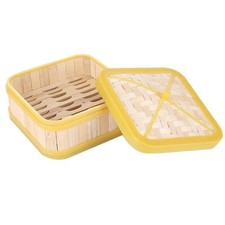 Kitchen Bamboo Steamer Basket Asian Food Steamer for Dim Sum Dumpling 5 inch