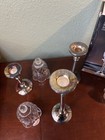 Silver-plated Hurricane Lamps with Floral Design Set Of 3 — photo 5