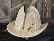 Vintage Leather Fire Helmet Front Cairns New Yorker 5A 7 1/4 White