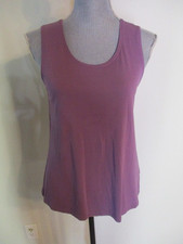 Eileen Fisher FAB 100 Silk Georgette Crepe Tank Top Minimalist in Purple Sz S