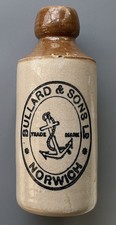 Early 1900s BULLARD & Sons Ltd, NORWICH STONEWARE GINGER BEER BOTTLE, Stiff F