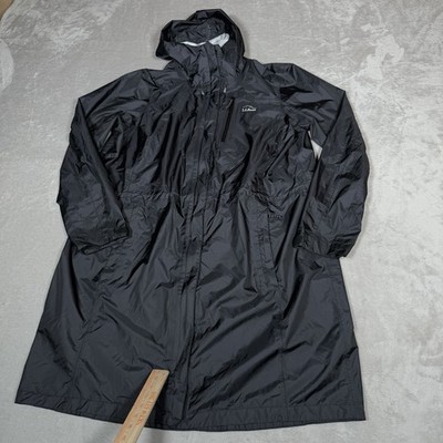 LL Bean Jacket Womens 1X Black Hooded Zip Up Rain Coat Lightweight Trail Model