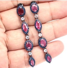 925Silber OhrhängerEchte Edelsteine   14k schwarz Vergoldet