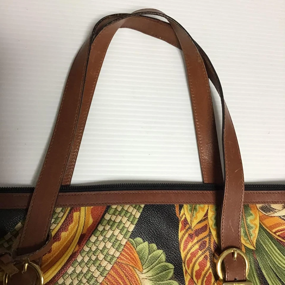 Salvatore Ferragamo Bolso de Hombro Cuero PVC Auténtico Botánico 123987 Foto 4 de 4