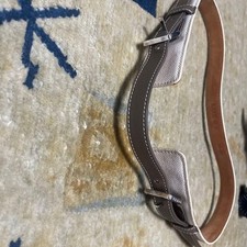 LOEWE Leather Canvas Belt Silver Buckle Men 34-85 EX Authentic