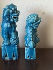 2 Vintage Porcelain Turquoise Foo Dog Figurines 2 Sizes Japan (304ME) — photo 6