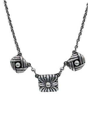 Brighton Sonora Silver Plated Necklace Floral Center Woven Beads Adjustable