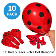 10 GRANDES LUNARES DAMA INSECTO GLOBOS 11" Látex Rojo Negro Círculos Conjunto de Paquete de Fiesta