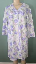 Miss Elaine Floral Silkyknit Robe and Nightgown Size M / L NWT