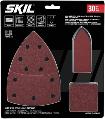 SKIL 30-Piece Mixed 60/80/120/240 Grits Detailed Sand Paper Kit for SKIL Sanders