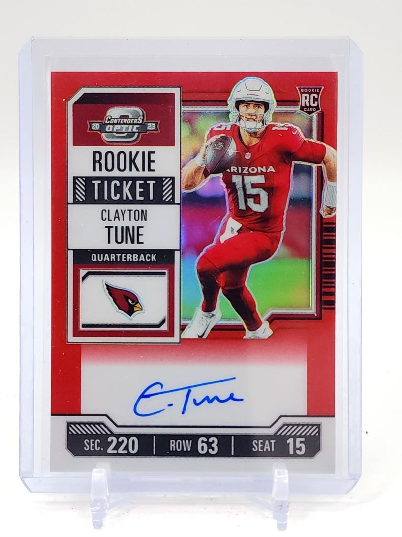 CLAYTON TUNE 2023 CONTENDERS OPTIC ROOKIE TICKET RED PRIZM RC AUTO /125 Q0190